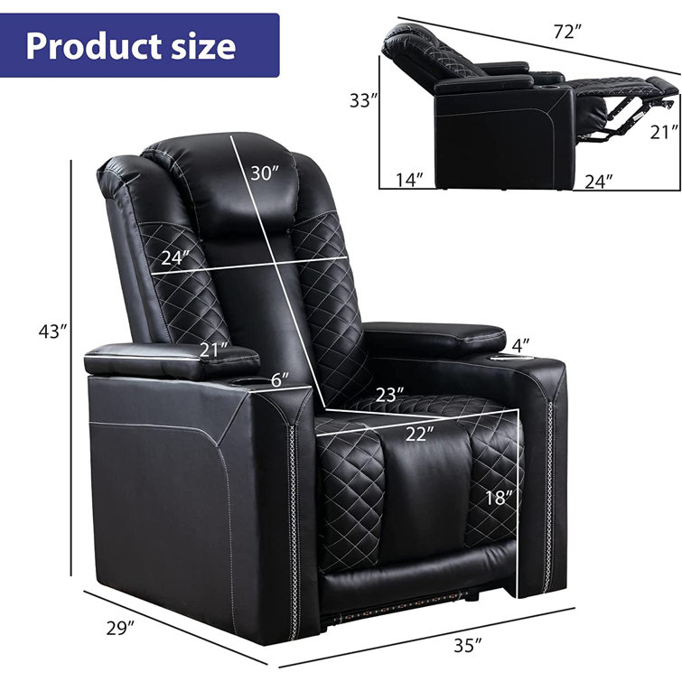 Latitude Run 35 Wide Faux Leather Power Recliner Home Theater